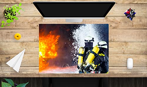 Schreibtischunterlage für Kinder und Erwachsene – “Feuerwehr im Einsatz" – aus erstklassigem, strapazierfähigem Vinyl (Kunststoff -BPA frei) – 70 x 50 cm – Made in Germany von coveryourdesk www.cover-your-desk.de