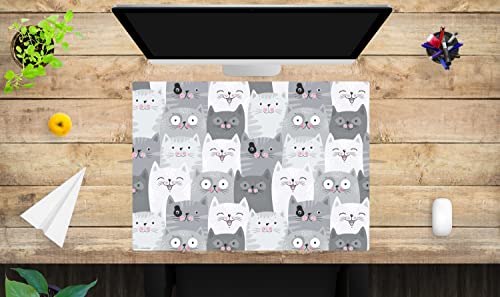 Schreibtischunterlage für Kinder und Erwachsene – “Katzen-Konferenz" – aus erstklassigem, strapazierfähigem Vinyl (Kunststoff -BPA frei) – 70 x 50 cm – Made in Germany von coveryourdesk www.cover-your-desk.de