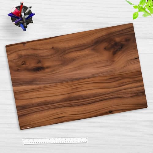 Schreibtischunterlage für Kinder und Erwachsene - Nussbaum Holz - 60 x 40 cm - aus hochwertigem Vinyl - Made in Germany von coveryourdesk www.cover-your-desk.de