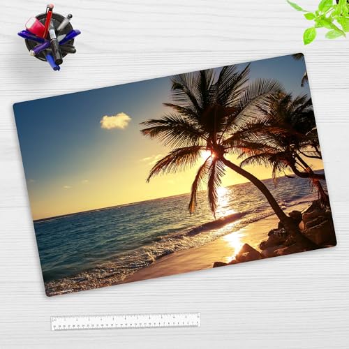 Schreibtischunterlage für Kinder und Erwachsene – “Palmen am Strand“ – aus erstklassigem Vinyl (Kunststoff) – 60 x 40 cm – Rutschfeste Schreibunterlage mit bestem Schutz – Made in Germany von coveryourdesk www.cover-your-desk.de