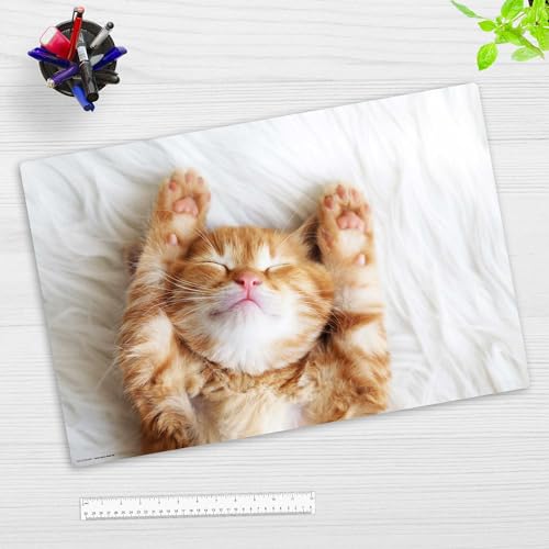 Schreibtischunterlage für Kinder und Erwachsene – “Süßes Katzenbaby beim Schlafen“ – aus erstklassigem, strapazierfähigem Vinyl (Kunststoff -BPA frei) – 60 x 40 cm – Made in Germany von coveryourdesk www.cover-your-desk.de