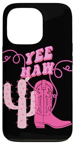 Hülle für iPhone 13 Pro Southern Western Country Kaktus Pink Cowboystiefel Cowgirl von cranberrysky retro