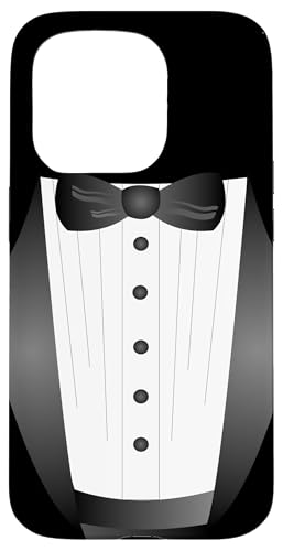 Lustige schwarze Krawatte Event Team Bräutigam Fake Smoking Hülle für iPhone 15 Pro von cranberrysky retro