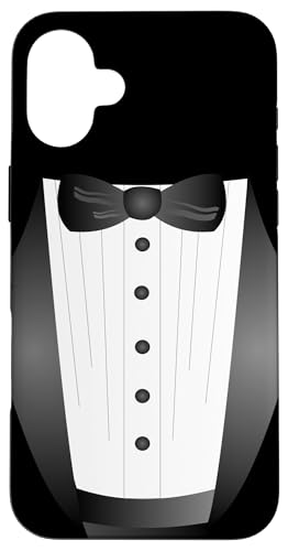Lustige schwarze Krawatte Event Team Bräutigam Fake Smoking Hülle für iPhone 16 Plus Lustige schwarze Krawatte Event Team Bräutigam Fake Smoking Hülle für iPhone 16 Plus von cranberrysky retro