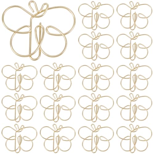 CRASPIRE 30 Stück Schmetterlings-Büroklammern Goldene Binder-Büroklammern Klemmen Lesezeichen-Clips Planer Memo-Spender Für Bürobedarf Schule Zuhause Aktennotizen Seitensortierung Organisation von craspire