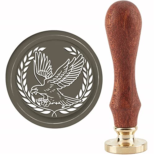 CRASPIRE Adler Wachssiegelstempel Weizensiegelstempel 30 mm Retro Vintage Abnehmbarer Messing-Stempelkopf mit Holzgriff für Hochzeitseinladungen Karten Geschenkverpackung von craspire