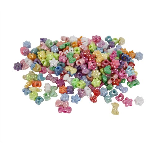 Creativ Plastikperlen in verschiedenen Formen 10 mm Lochgröße 3 mm 500 g farblich sortiert von creativ