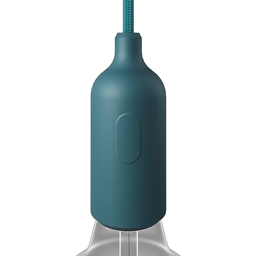 creative cables - Kit E27 Lampenfassung aus Silikon mit Schalter und verdeckter Zugentlastung - Petrolblau von creative cables