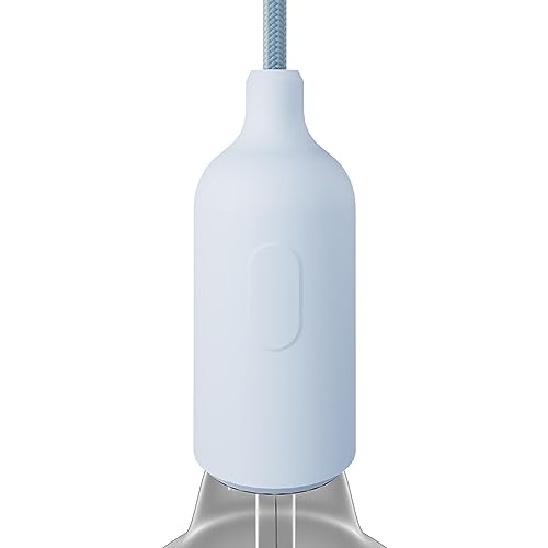 creative cables - Kit E27 Lampenfassung aus Silikon mit Schalter und verdeckter Zugentlastung - Zartes blau von creative cables