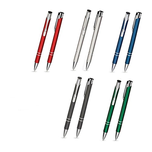 Aluminium Kugelschreiber mit Großraummine in 5 Farben im 25er, 50er oder 100er Set 50 Stück von creativgravur