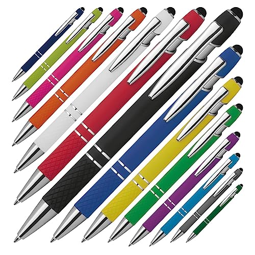 creative engraving - 10x ballpoint pen with engraving | Montea - personalized pen with touch pen and soft touch - promotional ballpoint pen with desired text & logo - high-quality pen von creativgravur