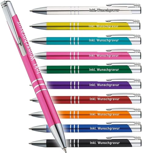 creativgravur - 100x Kugelschreiber mit Gravur *Skotti* - Kugelschreiber personalisiert mit großer Auswahl an Farben - Kugelschreiber als personalisierte Geschenke mit Wunschtext & Logo von creativgravur
