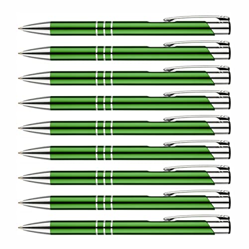 creativgravur - Metall Kugelschreiber - hochwertige Kugelschreiber - Premium Kulli für weiches und elegantes Schreiben - Druckkugelschreiber mit blauer Mine, Menge:10 Stück, Farbe:Grün von creativgravur