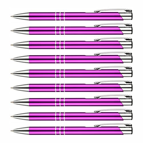 creativgravur - Metall Kugelschreiber - hochwertige Kugelschreiber - Premium Kulli für weiches und elegantes Schreiben - Druckkugelschreiber mit blauer Mine, Menge:10 Stück, Farbe:Pink von creativgravur