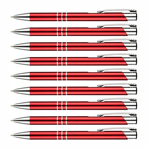 creativgravur - Metall Kugelschreiber - hochwertige Kugelschreiber - Premium Kulli für weiches und elegantes Schreiben - Druckkugelschreiber mit blauer Mine, Menge:50 Stück, Farbe:Rot von creativgravur