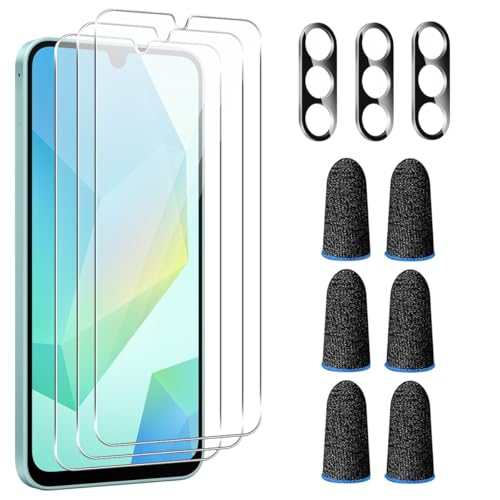 3 Stücke Gehärtetes Schutzfolie kompatibel mit Samsung Galaxy A16 4G / 5G, mit 3 Stücke Kameraschutz und 6 Stücke Mobile Phone Gaming Finger Sleeve, Anti-Kratzer, Anti-Fingerabdruck und 9H Klar 3 Stücke Gehärtetes Schutzfolie kompatibel mit Samsung Galaxy A16 4G / 5G, mit 3 Stücke Kameraschutz und 6 Stücke Mobile Phone Gaming Finger Sleeve, Anti-Kratzer, Anti-Fingerabdruck und 9H Klar von crisant