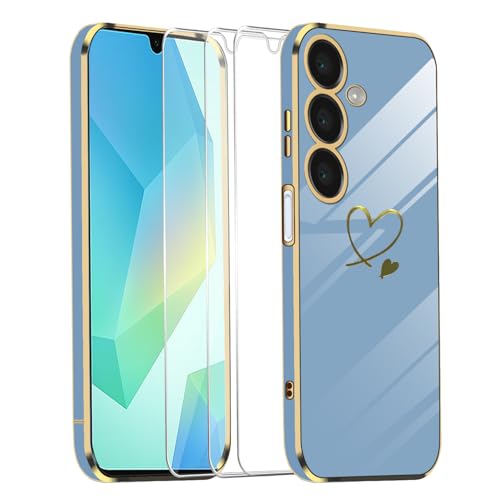 crisant Handyhülle Kompatibel mit Samsung Galaxy A16 4G / 5G mit 3 Stücke Schutzfolie, Weich TPU Beschichtung Hülle, Anti-Kratzer und Absturzsicherung Schutzhülle (Grau) von crisant