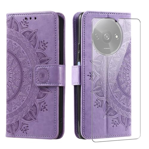 Handyhülle für Xiaomi Redmi A3 mit 1 Stück Schutzfolie, PU Leder Flip Hülle, Brieftasche Case, Standfunktion und Kartenfach Schutzhülle für Xiaomi Redmi A3 (Violett) von crisant