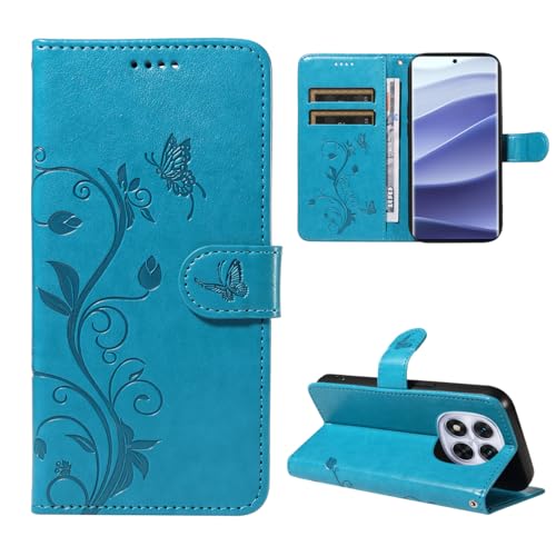 crisant Handyhülle für Xiaomi Redmi Note 14 Pro 5G/Note 14 Pro Plus 5G/ Poco X7 5G (Nicht für 4G), PU Leder Flip Hülle, Standfunktion und Kartenfach Schutzhülle für Xiaomi Redmi Note 14 Pro 5G (Blau) von crisant