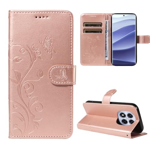 Handyhülle für Xiaomi Redmi Note 14 Pro 5G/Note 14 Pro Plus 5G/ Poco X7 5G (Nicht für 4G), PU Leder Flip Hülle, Standfunktion und Kartenfach Schutzhülle für Xiaomi Redmi Note 14 Pro 5G (Roségold) von crisant