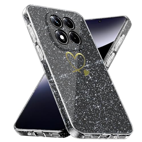 Handyhülle Kompatibel mit Xiaomi Redmi Note 14 Pro 5G/ Note 14 Pro Plus 5G/ Poco X7 5G (Nicht für 4G), Weich TPU Anti-Fingerabdruck Hülle, Glitzer und Absturzsicherung Schutzhülle (Schwarz) von crisant