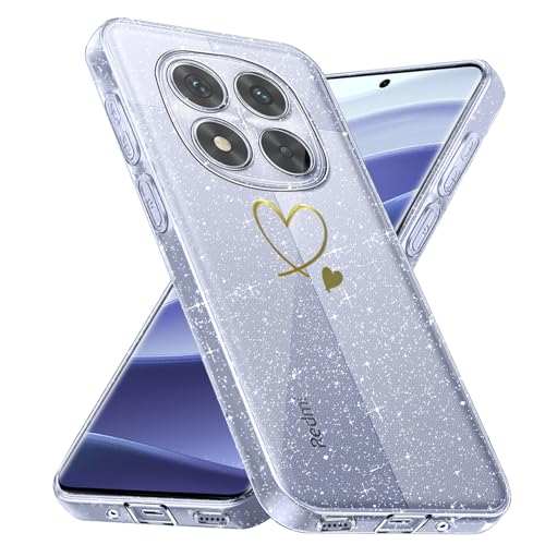 Handyhülle Kompatibel mit Xiaomi Redmi Note 14 Pro 5G/ Note 14 Pro Plus 5G/ Poco X7 5G (Nicht für 4G), Weich TPU Anti-Fingerabdruck Hülle, Glitzer und Absturzsicherung Schutzhülle (Transparent) von crisant