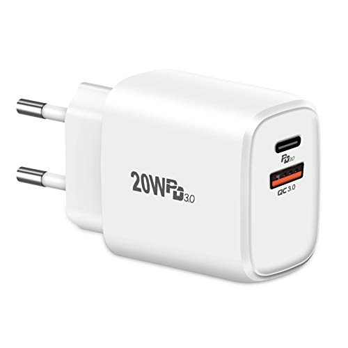 20W USB C Ladegerät,Cshare PD 3.0 Typ C Netzteil Stecker Power Adapter Kompatibel mit iPhone 14/14 Max /14 Pro/ 14 Pro Max/ 13 Pro Max/12/11 iPad Watch Series 8 AirPods Pro 2 USB A und C Dual Port. von cshare