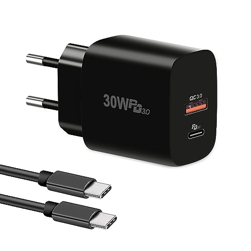 30W USB C Ladegerät,Cshare USB C Netzteil PD 3.0 Schnellladegerät Kompatibel Google Pixel 7/7 Pro/6/6 Pro/6a,iPhone 14 Pro Max/Mini/13 12 Pro,Samsung Galaxy S22 Ultra/S21,2 Port und 2M USB C Kabel von cshare