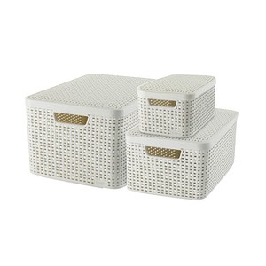 3 curver STYLE Aufbewahrungsboxen-Set beige von curver