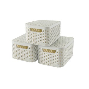 3 curver STYLE S Aufbewahrungsboxen creme 29,1 x 19,8 x 14,2 cm von curver