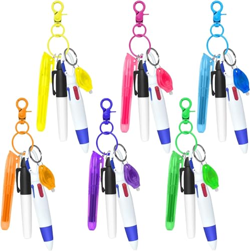 cutecool 30 Krankenschwester-Stifte für Abzeichen, mit 6 LED-Schlüsselanhängern, Mini-Textmarker dauerhaft gekennzeichnet mit einziehbarem Kugelpflege-Clip-Set, Neonfarbe von cutecool