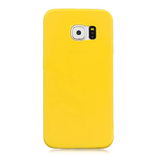 cuzz Samsung Galaxy S6 Hülle Case Silikon Schutzhülle Handyhülle,Outdoor Stoßfest Schutzhülle Schmaler Telefonschutz,Staub und Scratch-Stoßfest-Gelb von cuzz