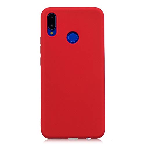 cuzz Schutzhülle für Huawei Nova 3i / P Smart Plus (1 Stück Displayschutzfolie aus Hartglas), einfarbig, Premium, flexibel, Silikon, TPU, dünn, ultradünn, rutschfest, stoßfest, Schutzhülle (rot) von cuzz