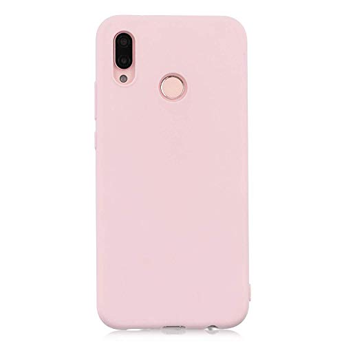 cuzz Schutzhülle für Huawei P20 Lite + (1 x Displayschutz aus Hartglas), einfarbig, Premium, flexibel, Silikon, TPU, ultradünn, leicht, rutschfest, stoßfest, Hellrosa von cuzz