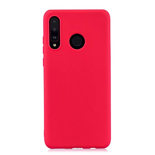 cuzz Schutzhülle für Huawei P30 Lite + (1 x Displayschutz aus Hartglas), einfarbig, Premium, flexibel, Silikon, TPU, ultradünn, leicht, rutschfest, stoßfest, Rot von cuzz