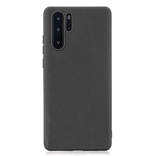 cuzz Schutzhülle für Huawei P30 Pro + (1 x Displayschutz aus Hartglas), einfarbig, Premium, flexibel, Silikon, TPU, ultradünn, leicht, rutschfest, stoßfest, Schwarz von cuzz