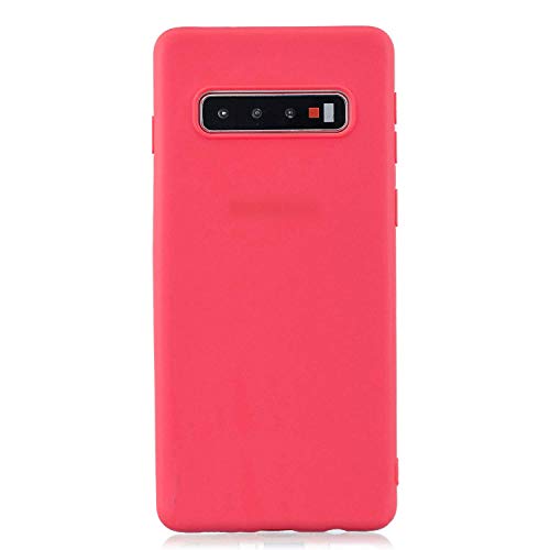 cuzz Schutzhülle für Samsung Galaxy S10 + (1 x Displayschutzfolie aus Hartglas), einfarbig, Premium, flexibel, Silikon, TPU, ultradünn, leicht, rutschfest (rot) von cuzz