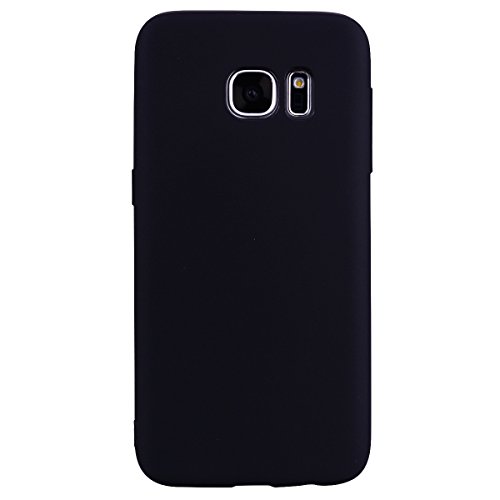 cuzz Schutzhülle für Samsung Galaxy S6 Edge + (1 Stück Displayschutzfolie aus Hartglas), einfarbig, Premium, flexibel, Silikon, TPU, dünn, ultradünn, rutschfest, Schwarz von cuzz