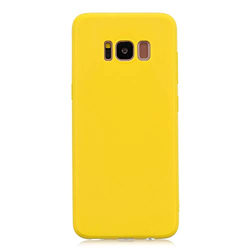cuzz Schutzhülle für Samsung Galaxy S8 Plus + (1 x Displayschutzfolie aus Hartglas), einfarbig, Premium, flexibel, Silikon, TPU, ultradünn, leicht, rutschfest, Gelb von cuzz