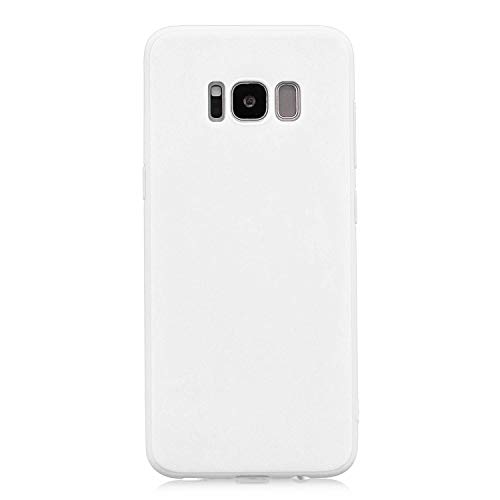 cuzz Schutzhülle für Samsung Galaxy S8 Plus + (1 x Displayschutzfolie aus Hartglas), einfarbig, Premium, flexibel, Silikon, TPU, ultradünn, leicht, rutschfest (weiß) von cuzz