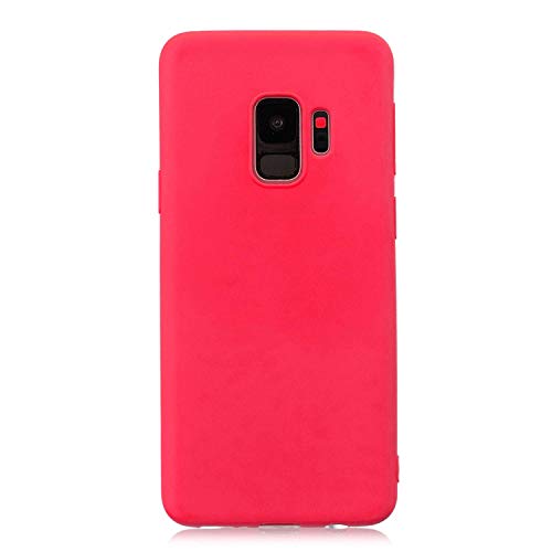 cuzz Schutzhülle für Samsung Galaxy S9 + (1 x Displayschutzfolie aus Hartglas), einfarbig, Premium, flexibel, Silikon, TPU, ultradünn, rutschfest, Rot von cuzz