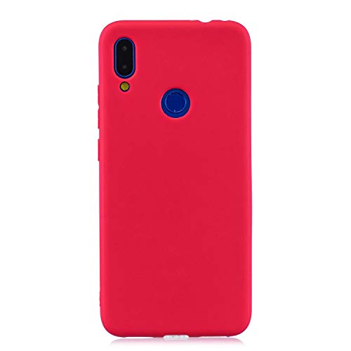 cuzz Schutzhülle für Xiaomi Redmi Note 7 + (1 x Displayschutzfolie aus Hartglas), einfarbig, Premium, flexibel, Silikon, TPU, ultradünn, leicht, rutschfest, stoßfest, Rot von cuzz