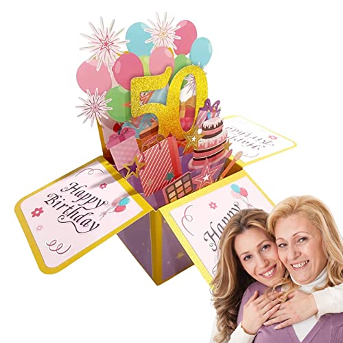 cypreason Popup-Papierblumen-Grußkarten | Handgefertigte 3D-Popup-Grußkarten zum Geburtstag - Geburtstagskarte für beste Freunde, Mutter, Eltern von cypreason