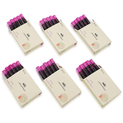 6er-Pack (30 Stück) JINHAO Tintenpatronen Füllfederhalter Nachfüllungen für JINHAO und Baoer Stift Standardgröße (Rosa) von czxwyst