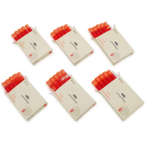 6er-Pack (30 Stück) JINHAO Tintenpatronen Füllfederhalter Nachfüllungen für JINHAO und Baoer Stift Standardgröße (Sonnige Orange) von czxwyst