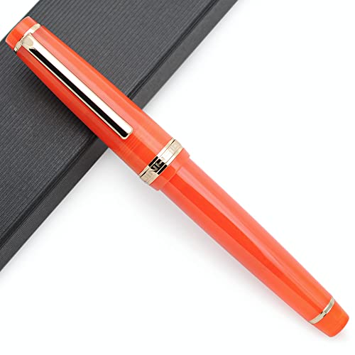 JINHAO 82 Acryl Füllfederhalter mit Iridium Feder (Feine Feder, Transparent Orange mit Gold Clip) von czxwyst