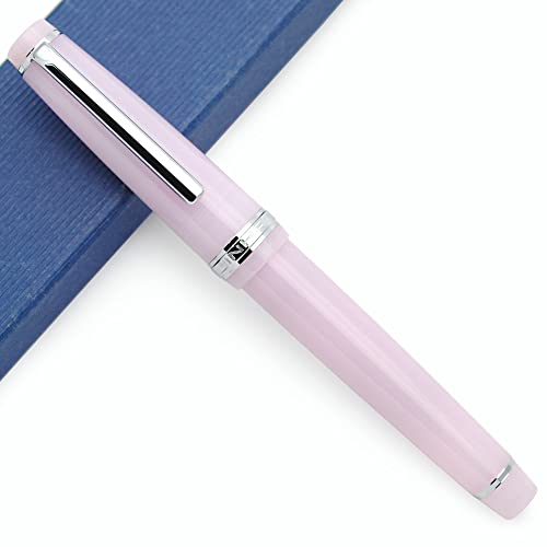 JINHAO 82 Acryl Füllfederhalter mit Iridium Feder (Feine Feder, Transparent Pink mit Silbernem Clip) von czxwyst