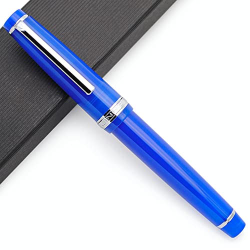 JINHAO 82 Acryl Füllfederhalter mit Iridium Feder (Feine Feder, Transparent Royal Blau mit Silbernem Clip) von czxwyst