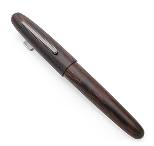 JINHAO 9056 Füllfederhalter aus Naturholz Handgefertigter Tintenstift (Ebenholz mit Schwarz Clip, Feine Feder 0,5mm) von czxwyst