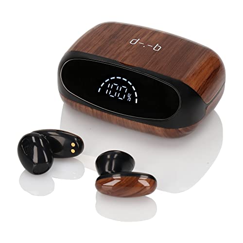d-.-b PROCESOR In Ear Kopfhörer Bluetooth: Bluetooth 5.2 Headphones Retro Holzoptik – Premium Ohrhörer Kabellos Earbuds – Digital Display – HD Noise Reduction – Beste Sound HiFi Qualität von d-.-b